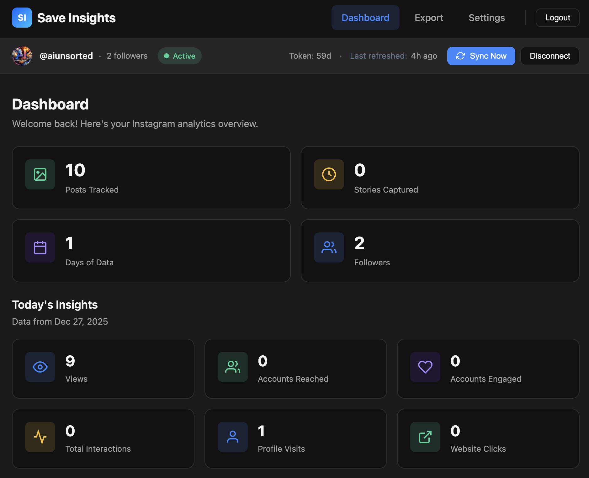 Save Insights Dashboard - Track your Instagram analytics